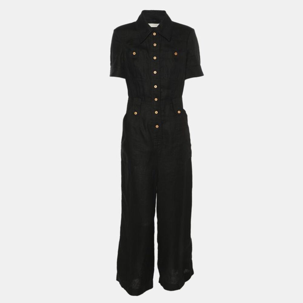 Zimmermann Black Linen Jumpsuit Xs
